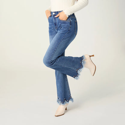 Everstretch Flare with Pearl & Fringe Hem