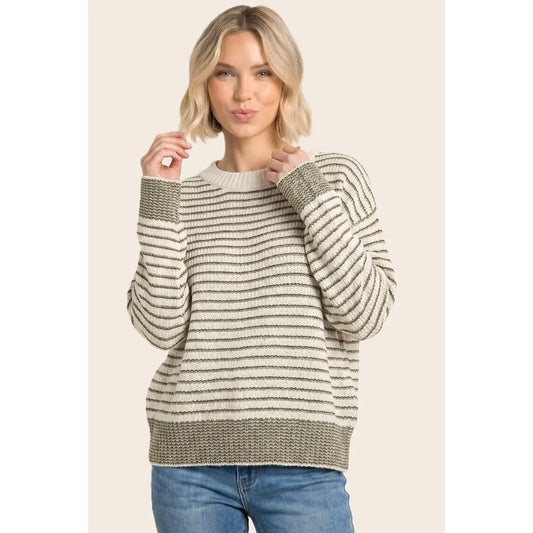 Color Accent Striped Sweater