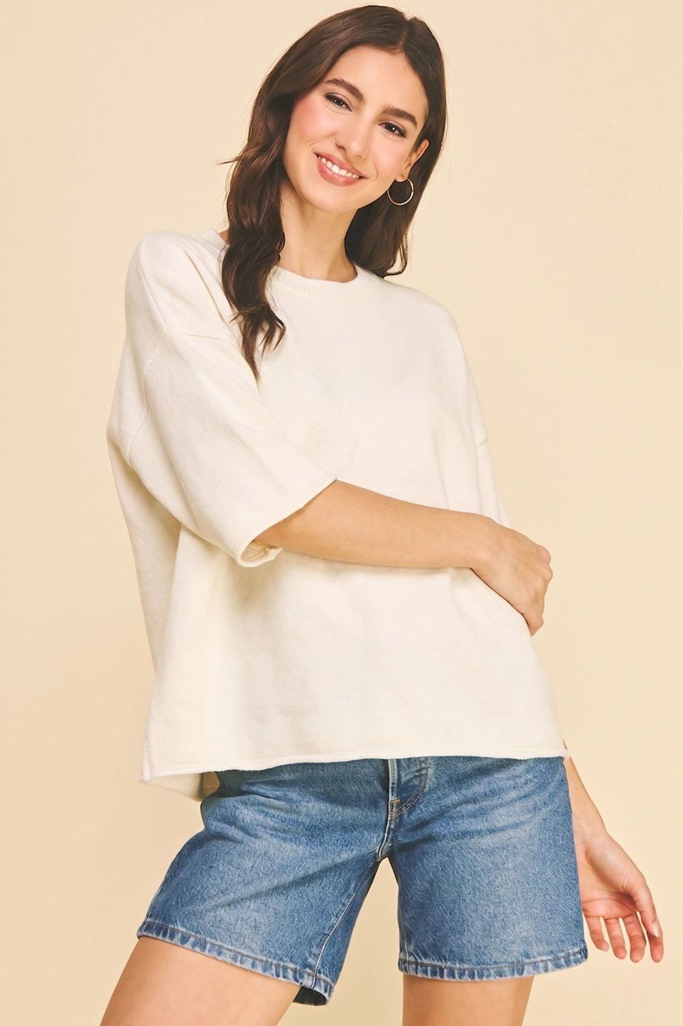 Oversized Short Sleeve Knit Sweater