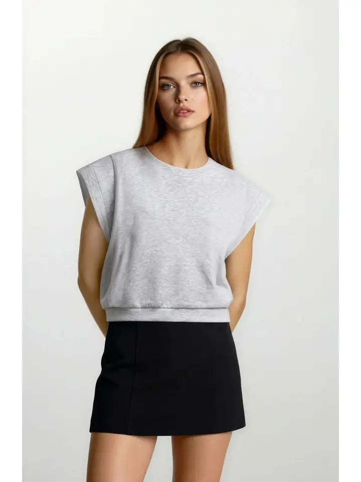 Brushed Modal Drop Shoulder Pleated Top
