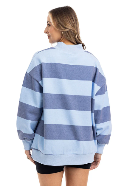 Striped Mockneck Sweatshirt