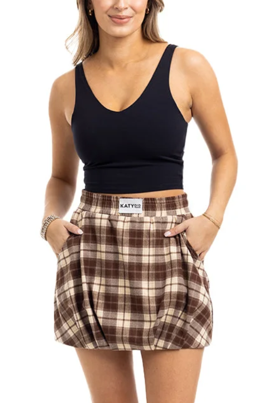 Plaid Bubble Hem Skirt