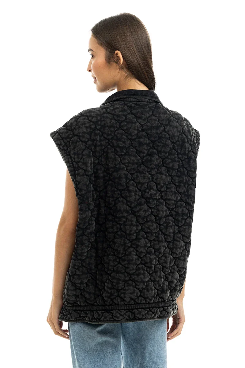 Oversized Garment Washed Quilted Vest