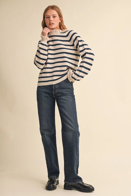 Ruffled Striped Sweater