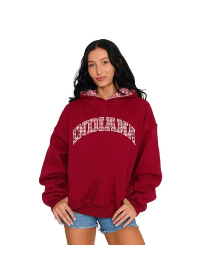 Indiana Crimson Gingham Hoodie