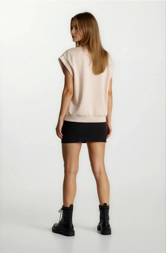 Brushed Modal Drop Shoulder Pleated Top