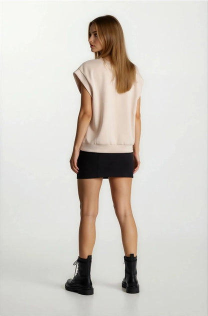 Brushed Modal Drop Shoulder Pleated Top