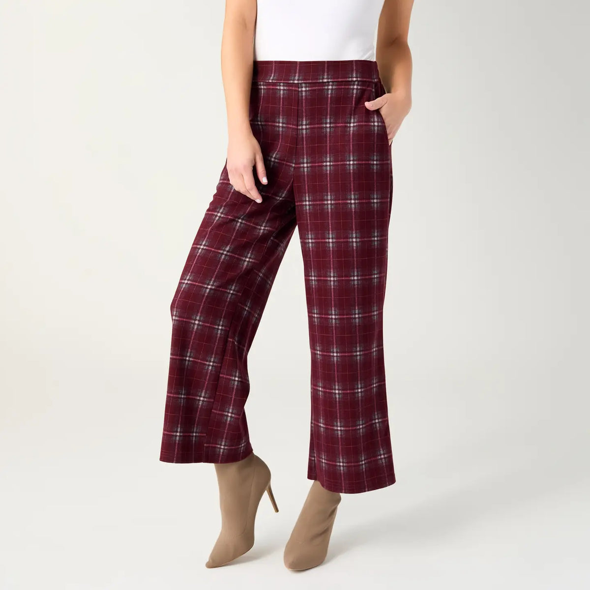 Wide Leg Crop Plaid Pant