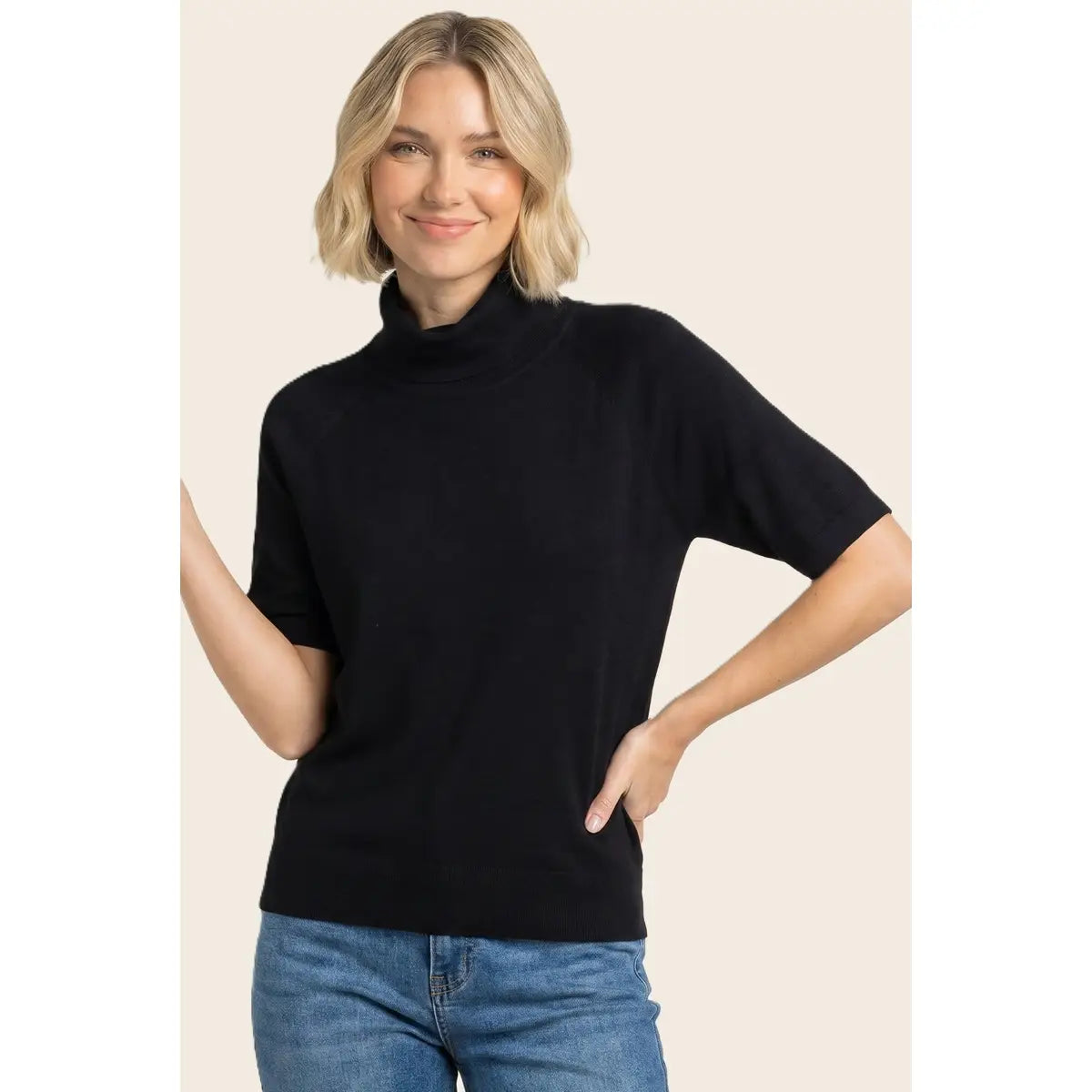 Short Sleeve Turtleneck Sweater
