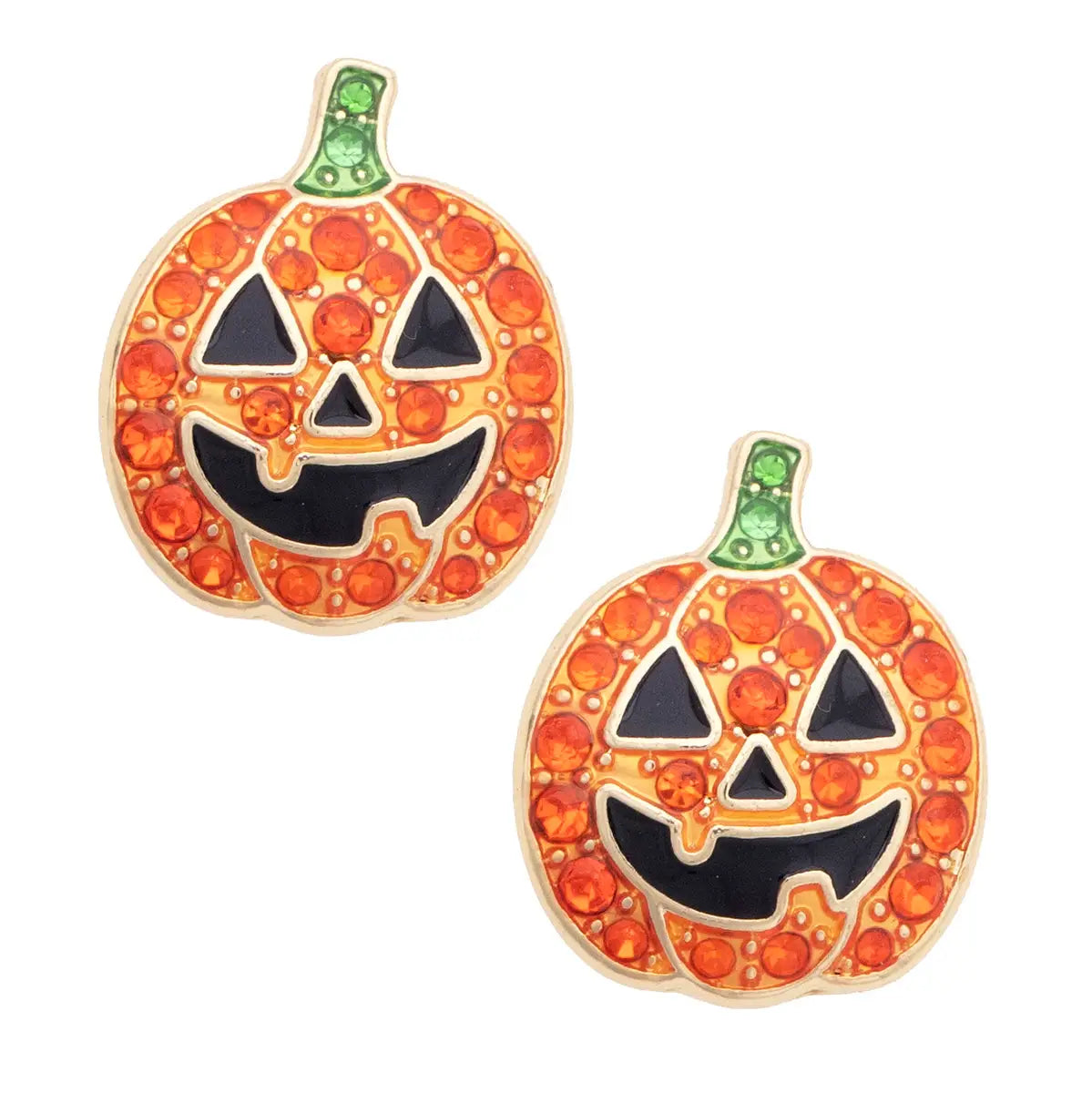 Happy Pave Pumpkin Stud Earrings