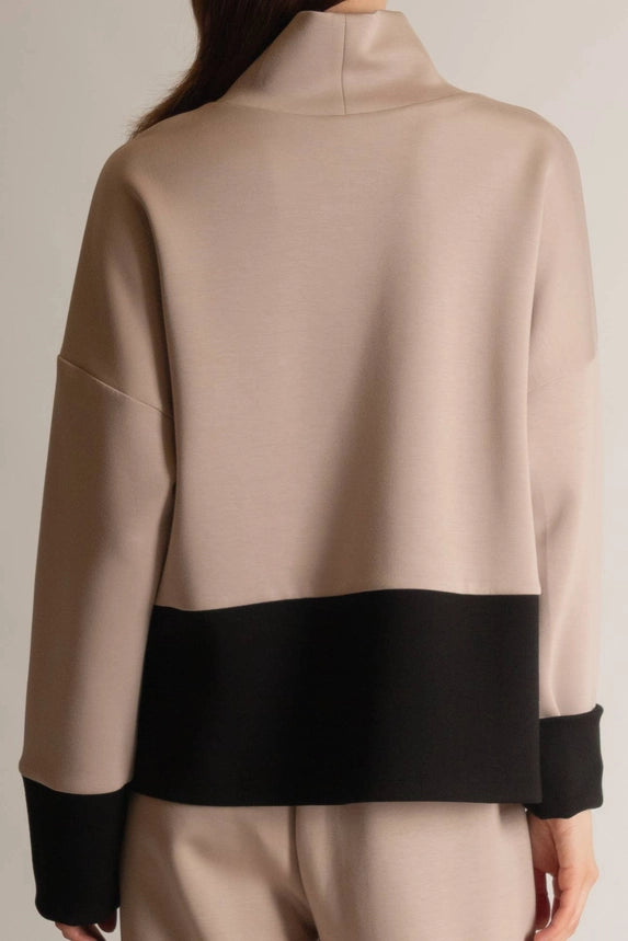 Butter Modal Color Block Mock Neck Top