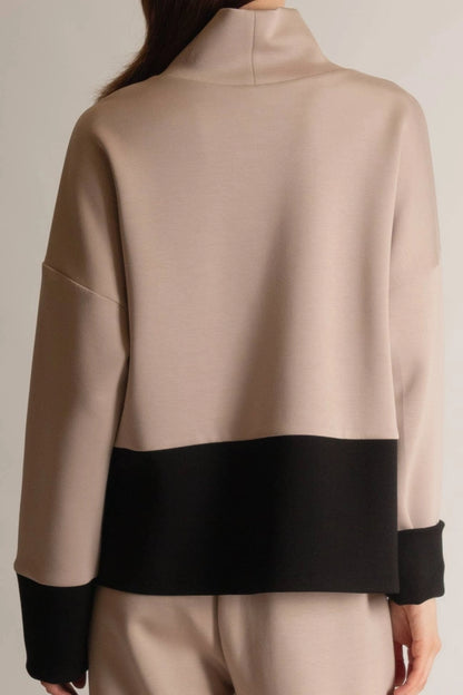 Butter Modal Color Block Mock Neck Top