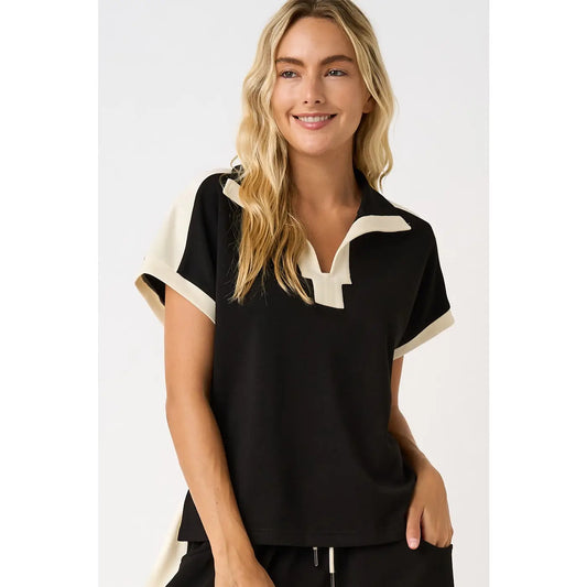 Striped Polo Short Sleeve Top