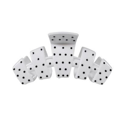 Classic Claw Clip | White Polka Dot Party | Large