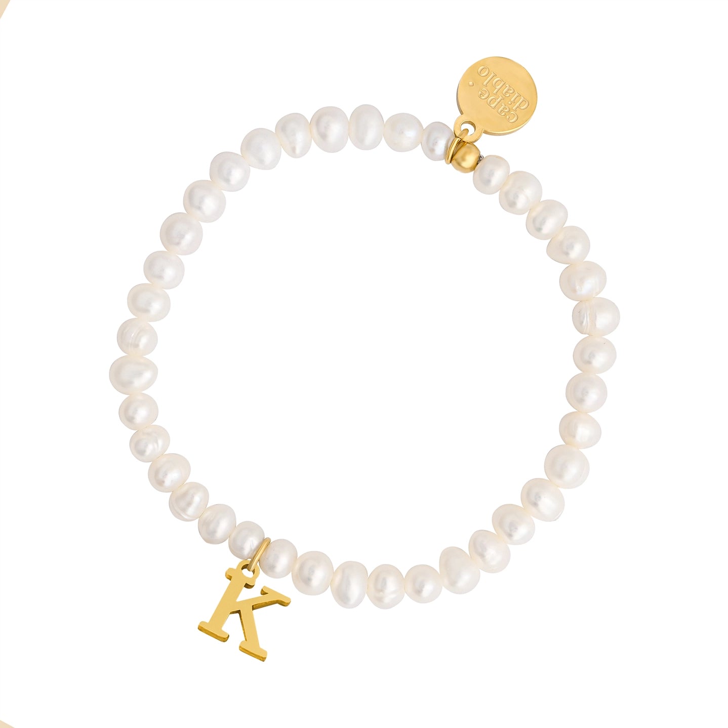 Golden Pearl Initial Letter Bracelet - K