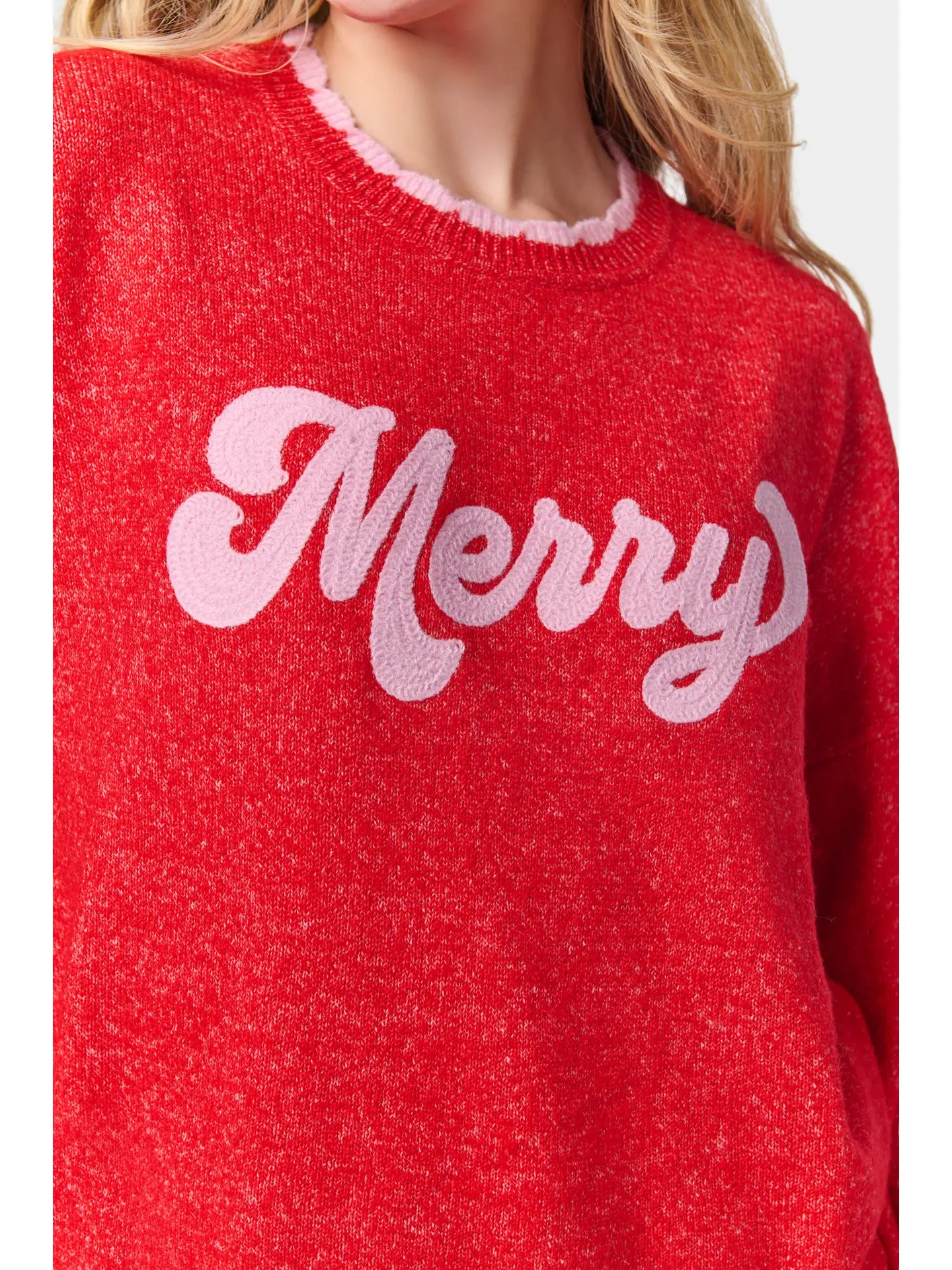 Merry Scallop Trim Relaxed Sweater