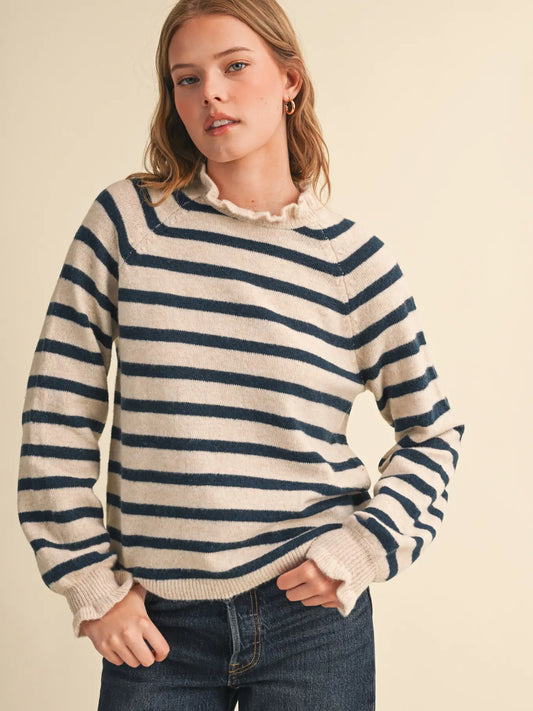 Ruffled Striped Sweater
