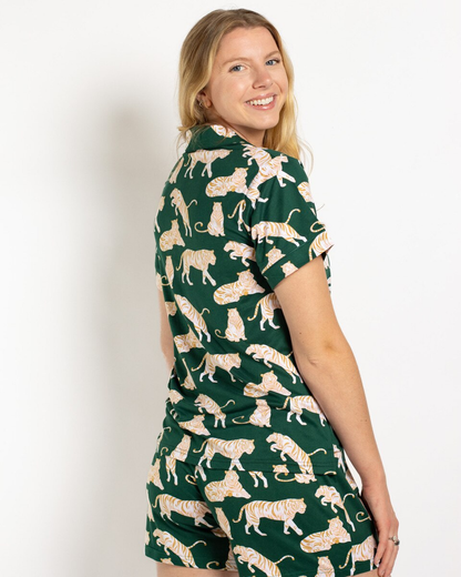 Chloe Tiger Button Up Sleep Shirt