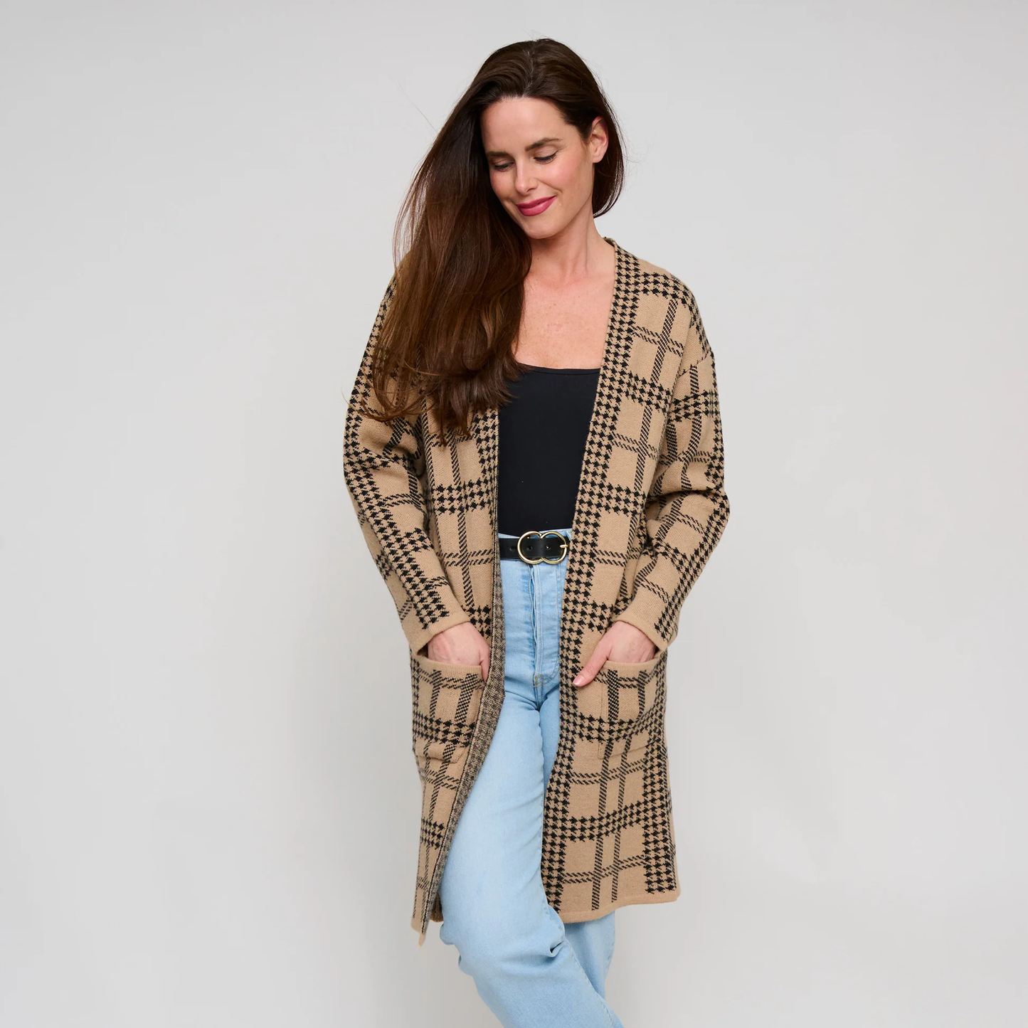 Shaye Houndstooth Plaid Cardigan