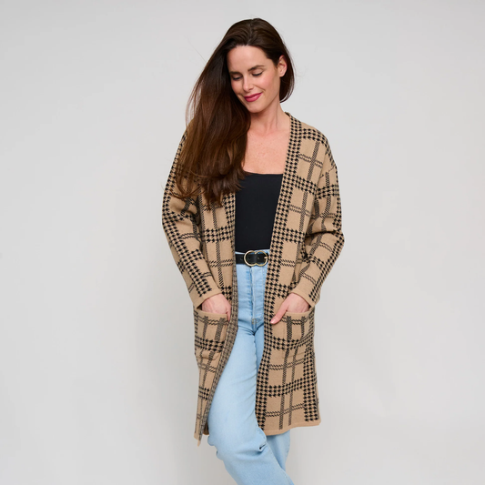 Shaye Houndstooth Plaid Cardigan