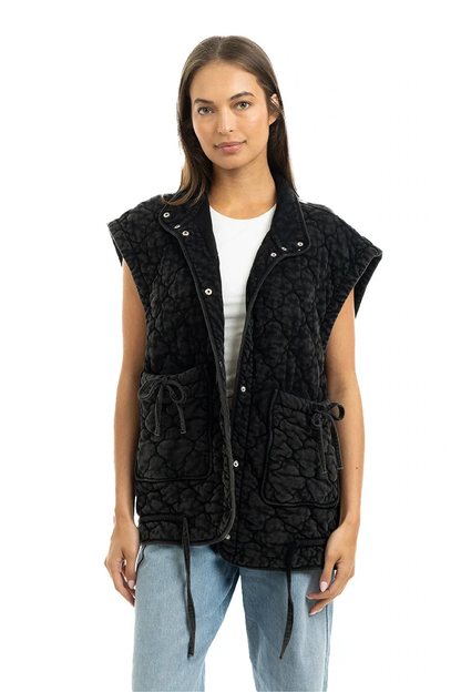 Oversized Garment Washed Quilted Vest