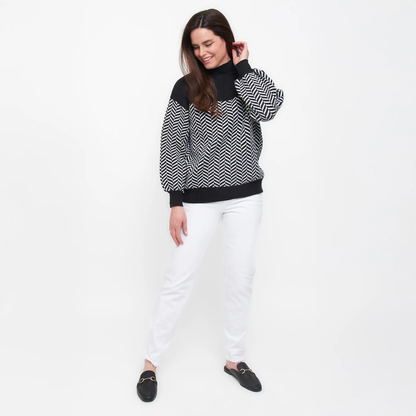 Skyler Herringbone Knit Mock Neck Sweater