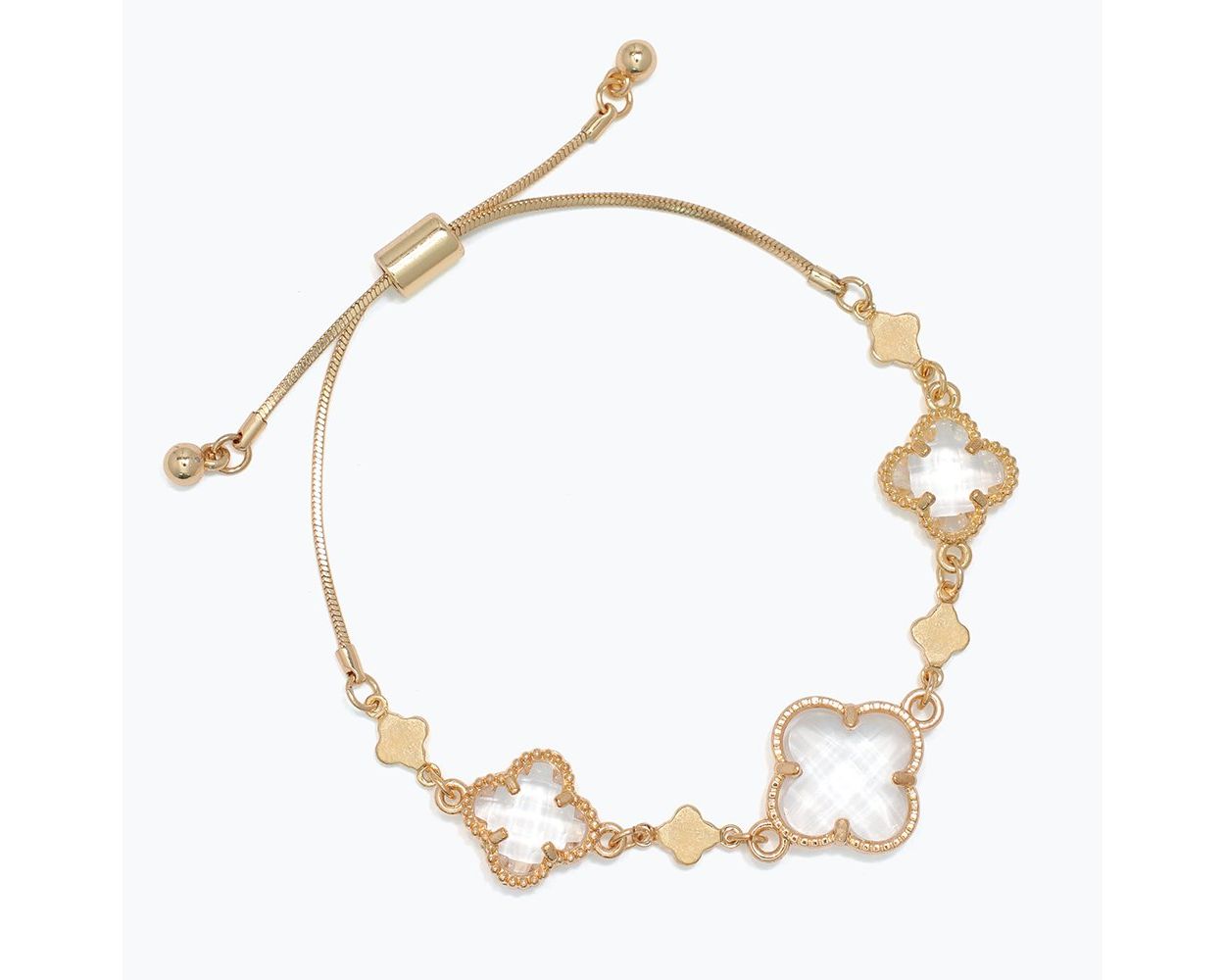 Crystal Clovers in Gold Bracelet