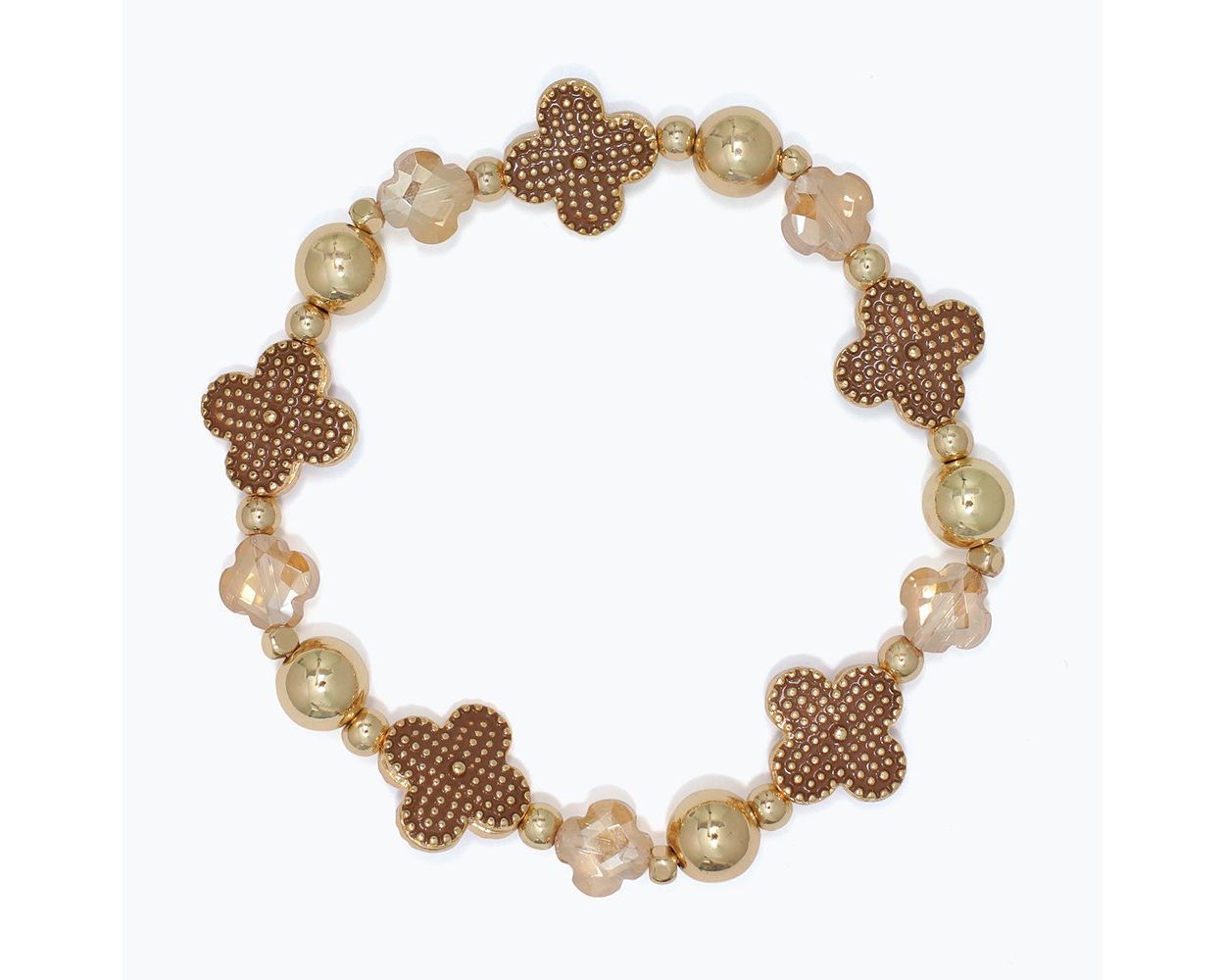 Champagne Crystal Mocha Clover Bracelet