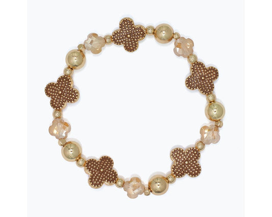 Champagne Crystal Mocha Clover Bracelet