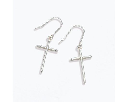 Classic Silver Cross Earrings