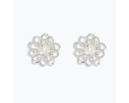 Flower with Pearl Earrings