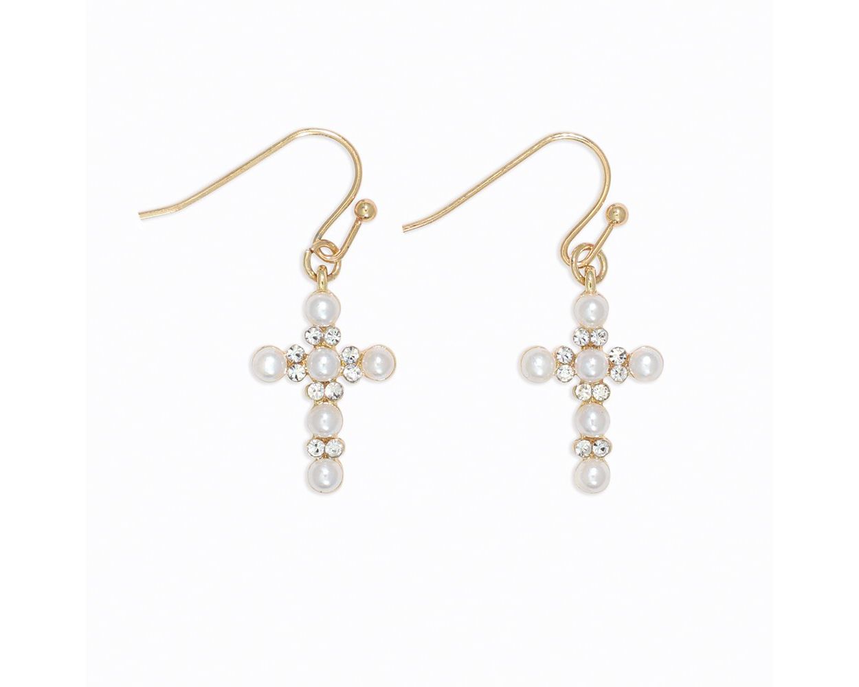 Cross with Pearls Earrings