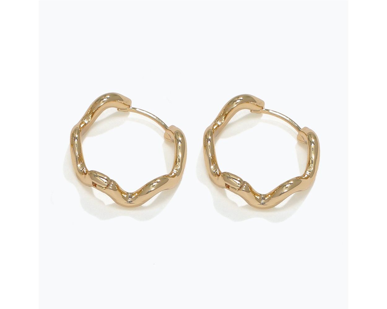 Gold Wavy Hoop Earrings