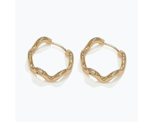 Gold Wavy Hoop Earrings