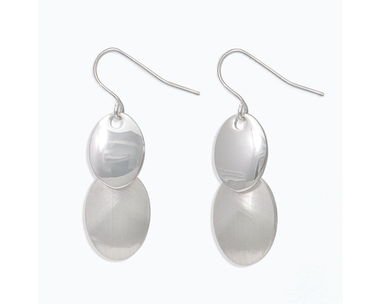 Silver and Matte Silver Drop Earrings