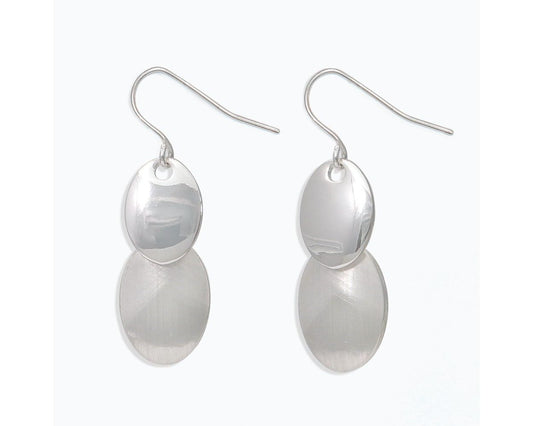 Silver and Matte Silver Drop Earrings