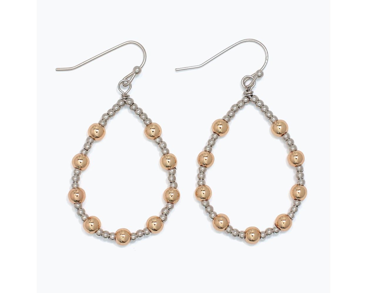 Silver and Gold Beaded Drop Earrings