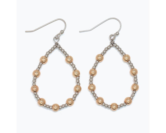 Silver and Gold Beaded Drop Earrings