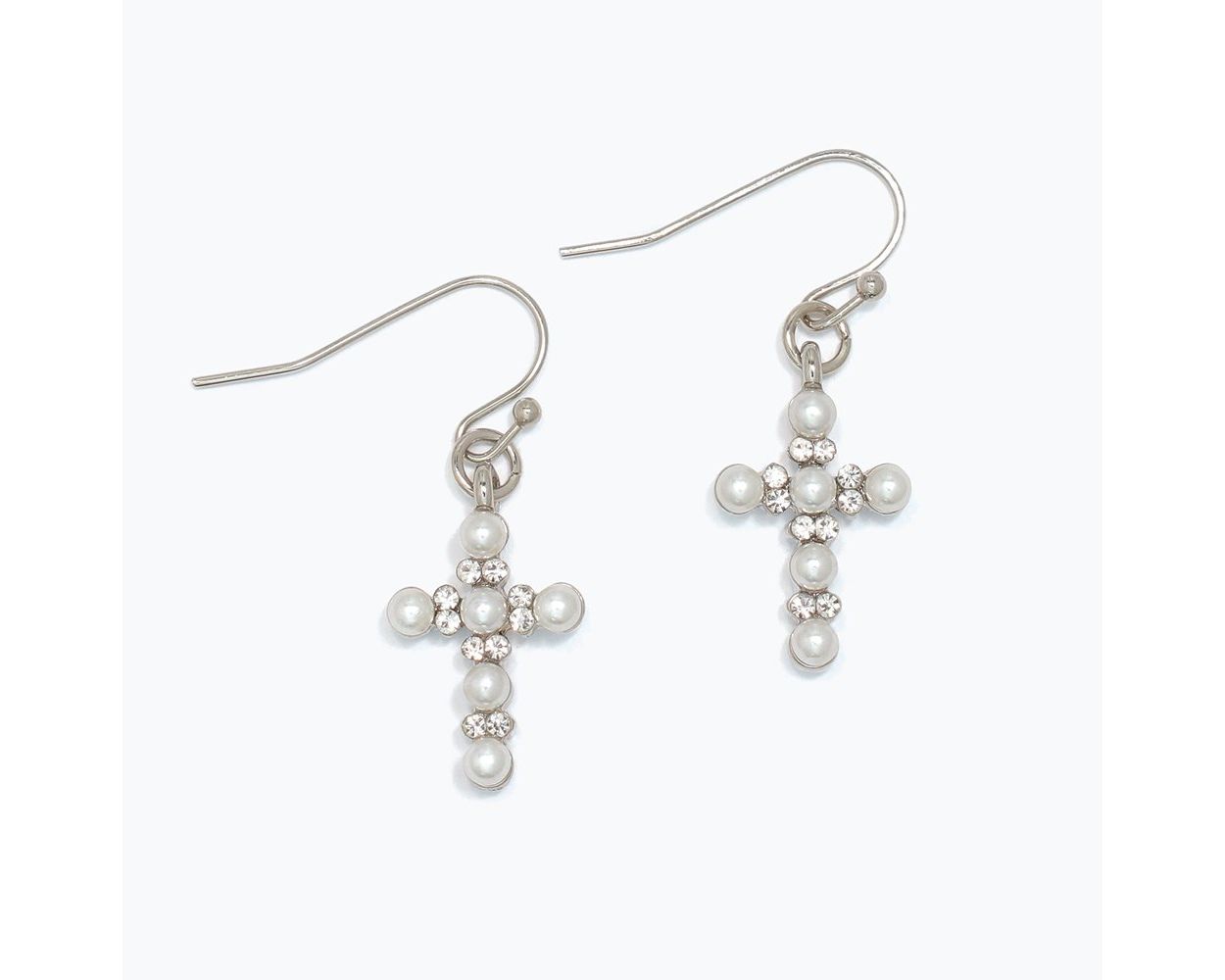 Cross with Pearls Earrings