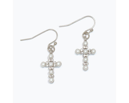 Cross with Pearls Earrings