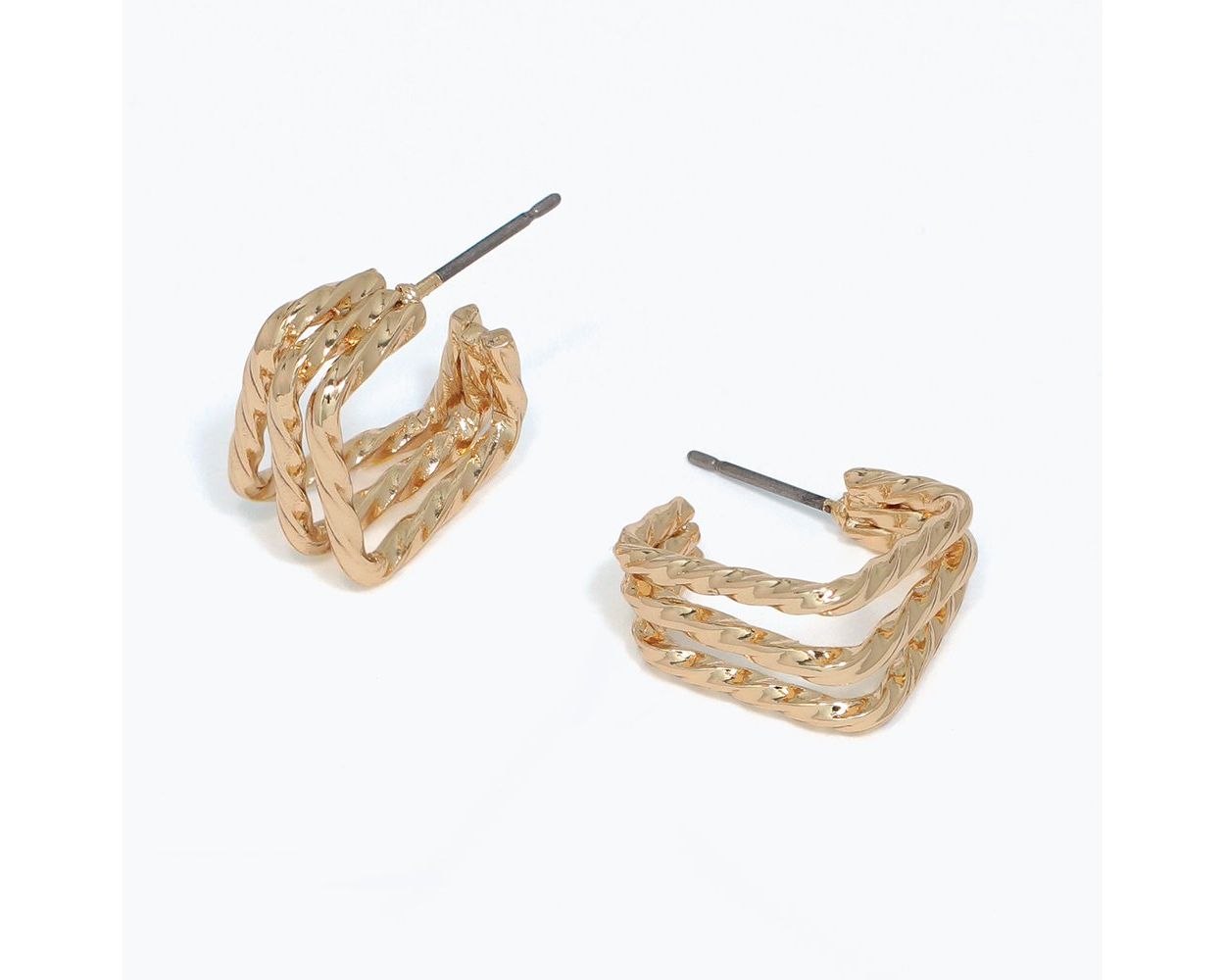 3 Strand Square Hoop Earrings