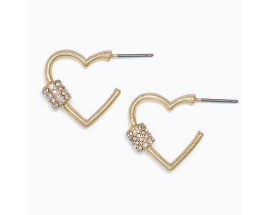 Gold Heart with Crystal Earrings