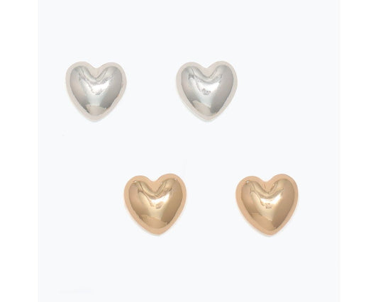 Duo Silver and Gold Heart Earrings