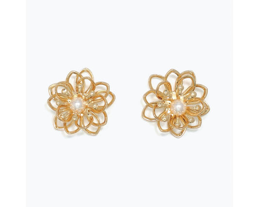 Flower with Pearl Earrings