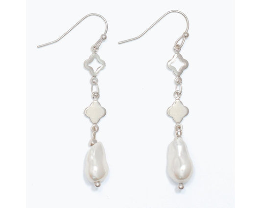 Clover with Pearl Drop Earrings