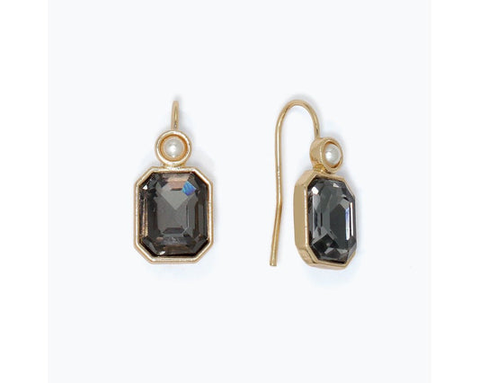 Gray Crystal Pearl Earrings