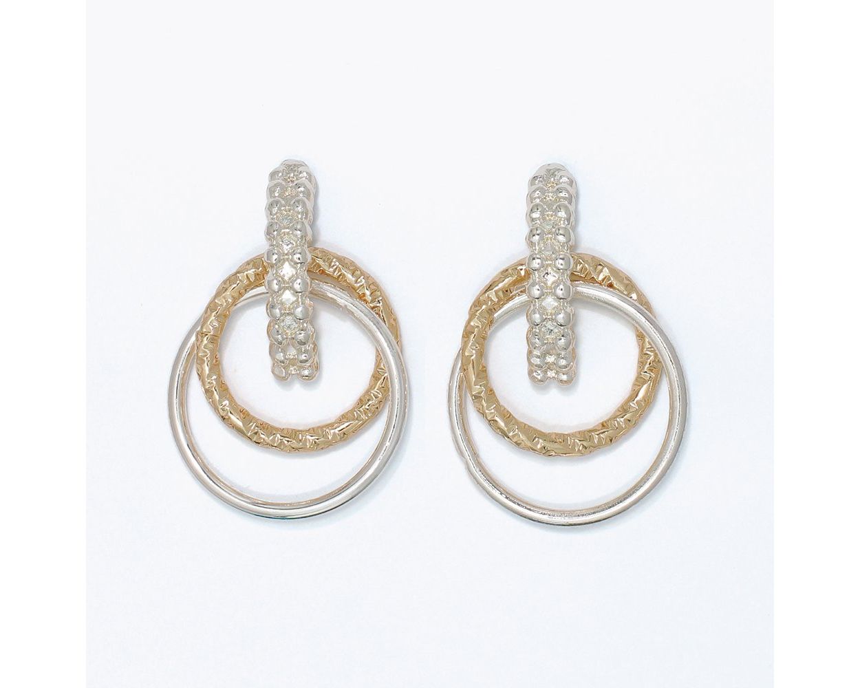 Twotone Textured Drop Earrings