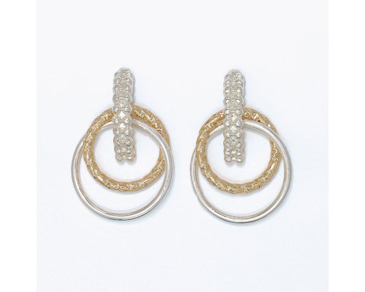 Twotone Textured Drop Earrings