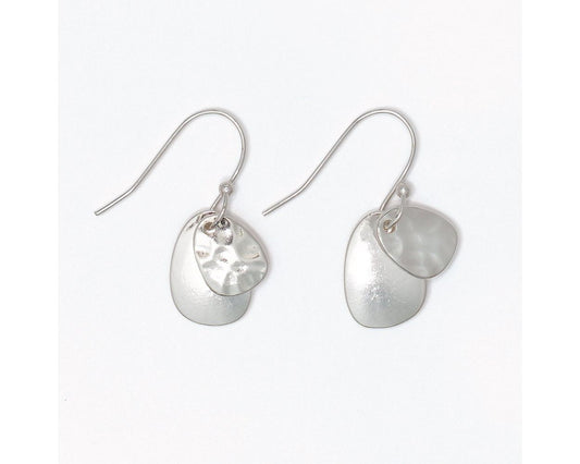 Hammered Polish Silver Earrings