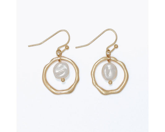 Hammered Pearl Drop Earrings